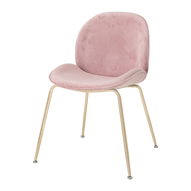 Nordic Glam Style Dining Chair Armless Home Side Chair with Metal Legs Light Pink 1 Piece Clearhalo ' kitchen&dining_furn' 'Dining Chairs' 'Dining Tables & Seating' 'dining_chair' 'furn' 'furn_dining_chair' 'Furniture' 'furniture_dining_chair' 'Kitchen & Dining Furniture' 'kitchen' 3724767