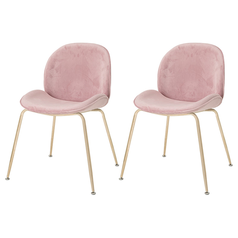 Nordic Glam Style Dining Chair Armless Home Side Chair with Metal Legs Light Pink 2 Piece Set Clearhalo ' kitchen&dining_furn' 'Dining Chairs' 'Dining Tables & Seating' 'dining_chair' 'furn' 'furn_dining_chair' 'Furniture' 'furniture_dining_chair' 'Kitchen & Dining Furniture' 'kitchen' 3724768