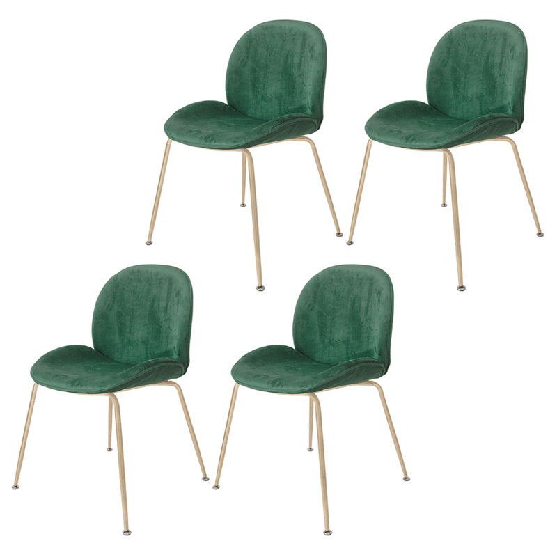 Nordic Glam Style Dining Chair Armless Home Side Chair with Metal Legs Blackish Green 4 Piece Set Clearhalo ' kitchen&dining_furn' 'Dining Chairs' 'Dining Tables & Seating' 'dining_chair' 'furn' 'furn_dining_chair' 'Furniture' 'furniture_dining_chair' 'Kitchen & Dining Furniture' 'kitchen' 3724776