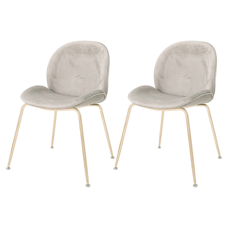 Nordic Glam Style Dining Chair Armless Home Side Chair with Metal Legs Light Gray 2 Piece Set Clearhalo ' kitchen&dining_furn' 'Dining Chairs' 'Dining Tables & Seating' 'dining_chair' 'furn' 'furn_dining_chair' 'Furniture' 'furniture_dining_chair' 'Kitchen & Dining Furniture' 'kitchen' 3724781