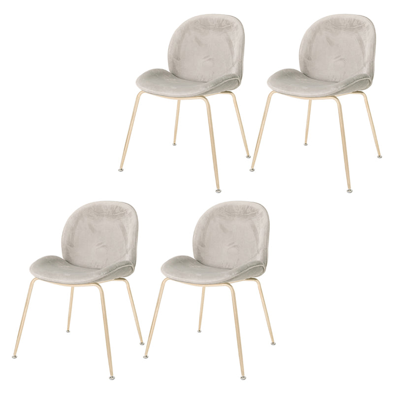Nordic Glam Style Dining Chair Armless Home Side Chair with Metal Legs Light Gray 4 Piece Set Clearhalo ' kitchen&dining_furn' 'Dining Chairs' 'Dining Tables & Seating' 'dining_chair' 'furn' 'furn_dining_chair' 'Furniture' 'furniture_dining_chair' 'Kitchen & Dining Furniture' 'kitchen' 3724783