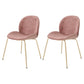 Nordic Glam Style Dining Chair Armless Home Side Chair with Metal Legs Pink 2 Piece Set Clearhalo ' kitchen&dining_furn' 'Dining Chairs' 'Dining Tables & Seating' 'dining_chair' 'furn' 'furn_dining_chair' 'Furniture' 'furniture_dining_chair' 'Kitchen & Dining Furniture' 'kitchen' 3724787