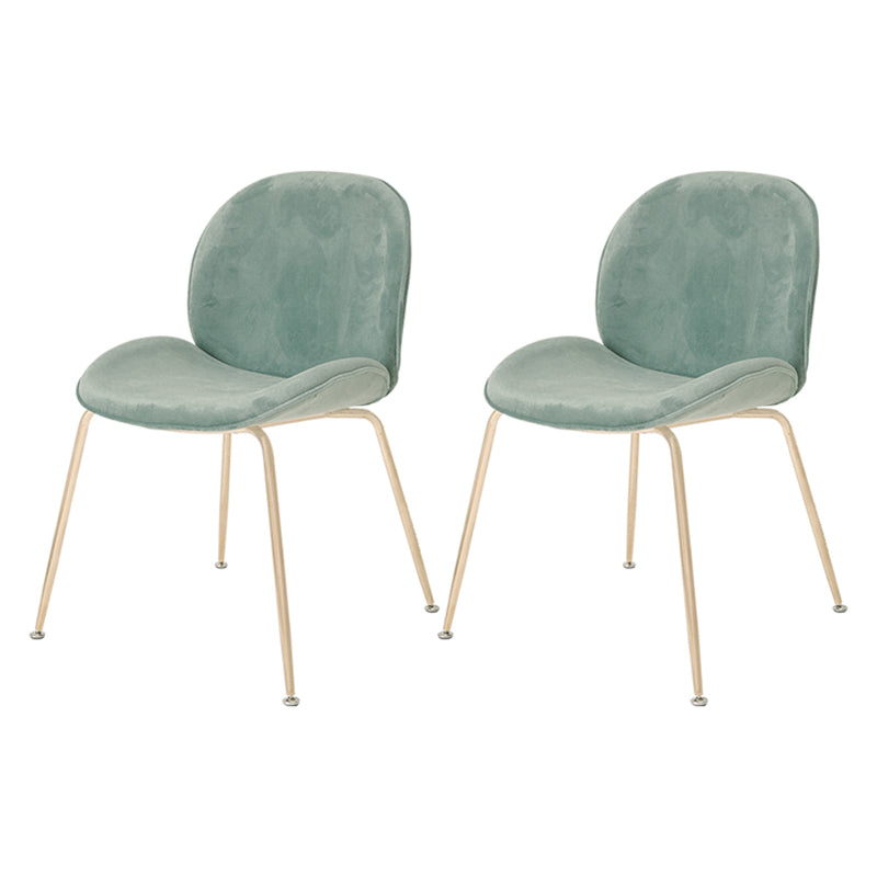 Nordic Glam Style Dining Chair Armless Home Side Chair with Metal Legs Turquoise 2 Piece Set Clearhalo ' kitchen&dining_furn' 'Dining Chairs' 'Dining Tables & Seating' 'dining_chair' 'furn' 'furn_dining_chair' 'Furniture' 'furniture_dining_chair' 'Kitchen & Dining Furniture' 'kitchen' 3724790