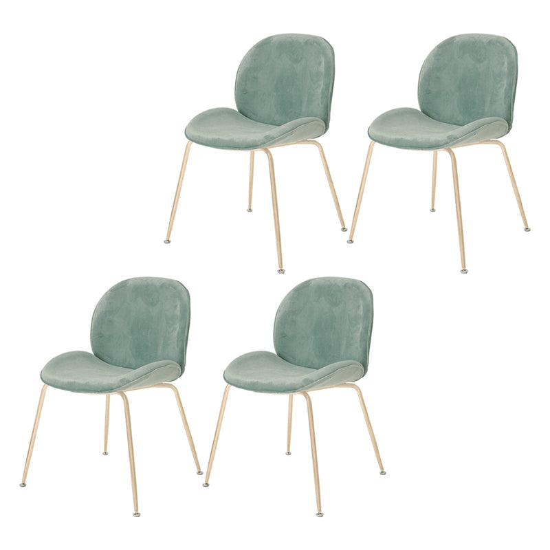 Nordic Glam Style Dining Chair Armless Home Side Chair with Metal Legs Turquoise 4 Piece Set Clearhalo ' kitchen&dining_furn' 'Dining Chairs' 'Dining Tables & Seating' 'dining_chair' 'furn' 'furn_dining_chair' 'Furniture' 'furniture_dining_chair' 'Kitchen & Dining Furniture' 'kitchen' 3724791