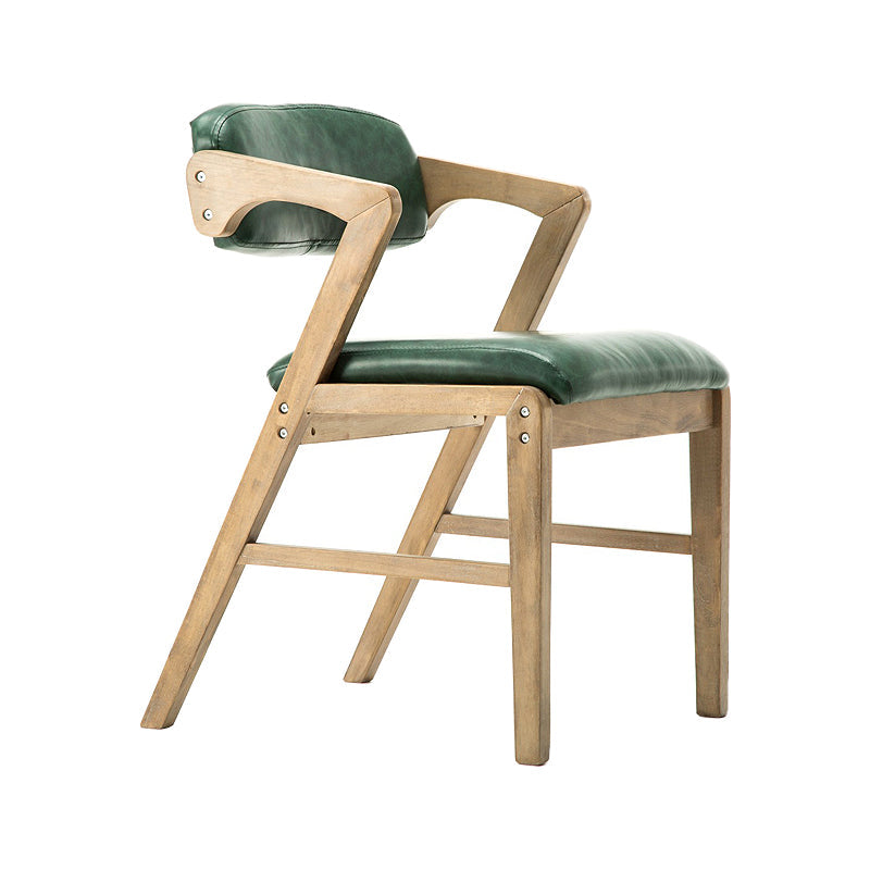 PU Leather Upholstered Dining Armchair Open Back Arm Chair with Wood Legs Blackish Green 1 Piece Natural Wood Clearhalo ' kitchen&dining_furn' 'Dining Chairs' 'Dining Tables & Seating' 'dining_chair' 'furn' 'furn_dining_chair' 'Furniture' 'furniture_dining_chair' 'Kitchen & Dining Furniture' 'kitchen' 3724793