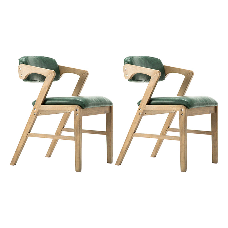 PU Leather Upholstered Dining Armchair Open Back Arm Chair with Wood Legs Blackish Green 2 Piece Set Natural Wood Clearhalo ' kitchen&dining_furn' 'Dining Chairs' 'Dining Tables & Seating' 'dining_chair' 'furn' 'furn_dining_chair' 'Furniture' 'furniture_dining_chair' 'Kitchen & Dining Furniture' 'kitchen' 3724794