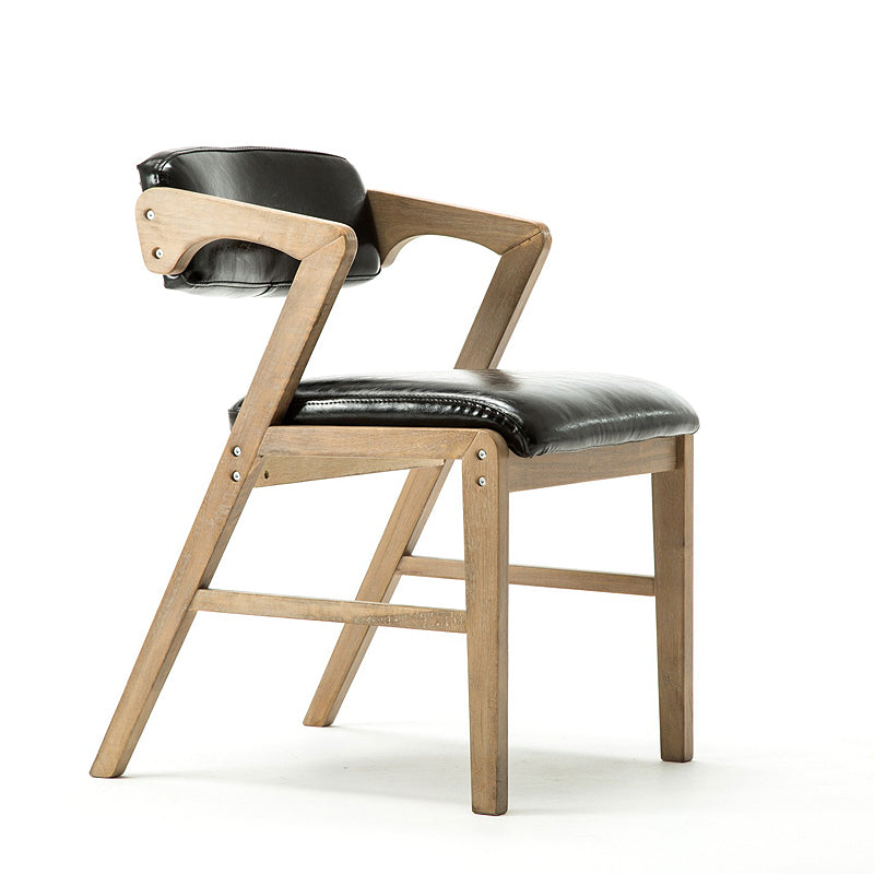 PU Leather Upholstered Dining Armchair Open Back Arm Chair with Wood Legs Clearhalo ' kitchen&dining_furn' 'Dining Chairs' 'Dining Tables & Seating' 'dining_chair' 'furn' 'furn_dining_chair' 'Furniture' 'furniture_dining_chair' 'Kitchen & Dining Furniture' 'kitchen' 3724795