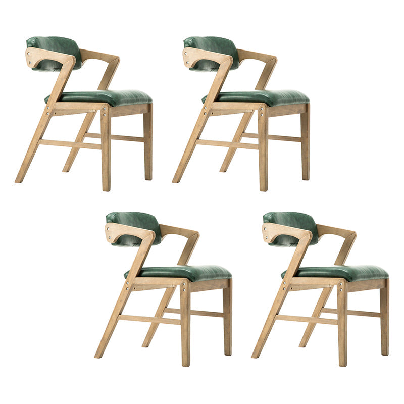 PU Leather Upholstered Dining Armchair Open Back Arm Chair with Wood Legs Blackish Green 4 Piece Set Natural Wood Clearhalo ' kitchen&dining_furn' 'Dining Chairs' 'Dining Tables & Seating' 'dining_chair' 'furn' 'furn_dining_chair' 'Furniture' 'furniture_dining_chair' 'Kitchen & Dining Furniture' 'kitchen' 3724796