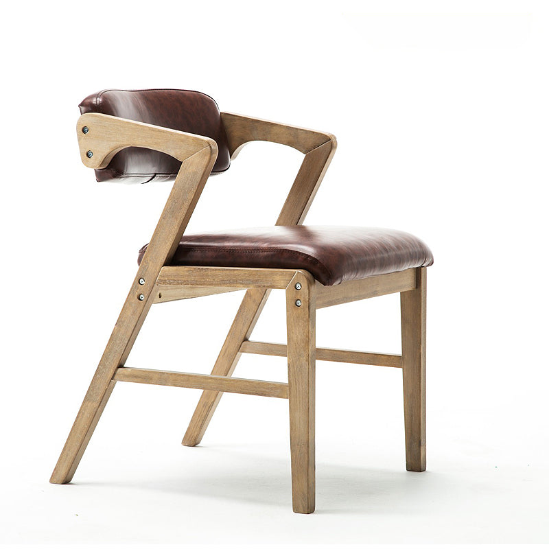 PU Leather Upholstered Dining Armchair Open Back Arm Chair with Wood Legs Clearhalo ' kitchen&dining_furn' 'Dining Chairs' 'Dining Tables & Seating' 'dining_chair' 'furn' 'furn_dining_chair' 'Furniture' 'furniture_dining_chair' 'Kitchen & Dining Furniture' 'kitchen' 3724797