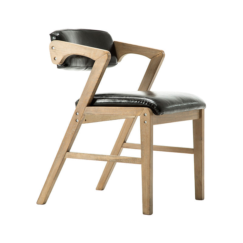 PU Leather Upholstered Dining Armchair Open Back Arm Chair with Wood Legs 1 Piece Natural Wood Clearhalo ' kitchen&dining_furn' 'Dining Chairs' 'Dining Tables & Seating' 'dining_chair' 'furn' 'furn_dining_chair' 'Furniture' 'furniture_dining_chair' 'Kitchen & Dining Furniture' 'kitchen' 3724799