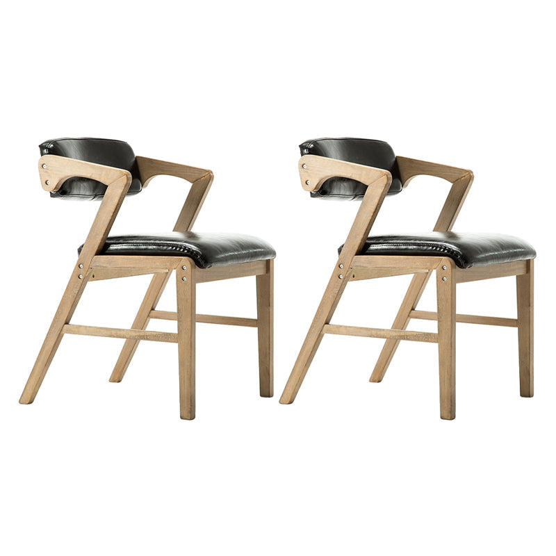 PU Leather Upholstered Dining Armchair Open Back Arm Chair with Wood Legs Black 2 Piece Set Natural Wood Clearhalo ' kitchen&dining_furn' 'Dining Chairs' 'Dining Tables & Seating' 'dining_chair' 'furn' 'furn_dining_chair' 'Furniture' 'furniture_dining_chair' 'Kitchen & Dining Furniture' 'kitchen' 3724801