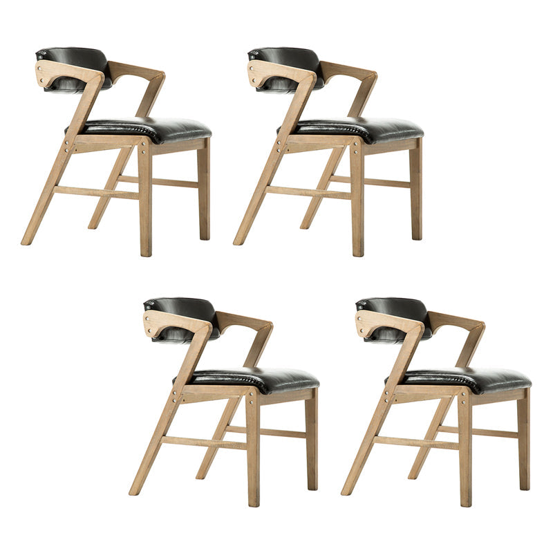PU Leather Upholstered Dining Armchair Open Back Arm Chair with Wood Legs Black 4 Piece Set Natural Wood Clearhalo ' kitchen&dining_furn' 'Dining Chairs' 'Dining Tables & Seating' 'dining_chair' 'furn' 'furn_dining_chair' 'Furniture' 'furniture_dining_chair' 'Kitchen & Dining Furniture' 'kitchen' 3724803