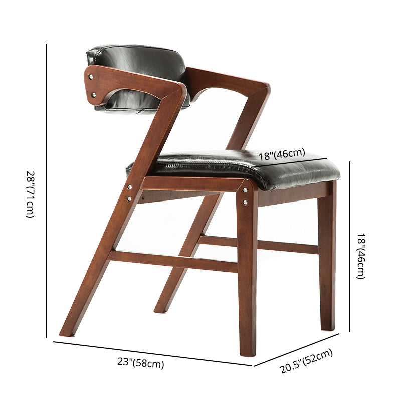 PU Leather Upholstered Dining Armchair Open Back Arm Chair with Wood Legs Clearhalo ' kitchen&dining_furn' 'Dining Chairs' 'Dining Tables & Seating' 'dining_chair' 'furn' 'furn_dining_chair' 'Furniture' 'furniture_dining_chair' 'Kitchen & Dining Furniture' 'kitchen' 3724804