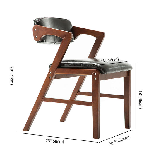 PU Leather Upholstered Dining Armchair Open Back Arm Chair with Wood Legs Clearhalo ' kitchen&dining_furn' 'Dining Chairs' 'Dining Tables & Seating' 'dining_chair' 'furn' 'furn_dining_chair' 'Furniture' 'furniture_dining_chair' 'Kitchen & Dining Furniture' 'kitchen' 3724804