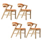 PU Leather Upholstered Dining Armchair Open Back Arm Chair with Wood Legs Yellow-Brown 4 Piece Set Natural Wood Clearhalo ' kitchen&dining_furn' 'Dining Chairs' 'Dining Tables & Seating' 'dining_chair' 'furn' 'furn_dining_chair' 'Furniture' 'furniture_dining_chair' 'Kitchen & Dining Furniture' 'kitchen' 3724808