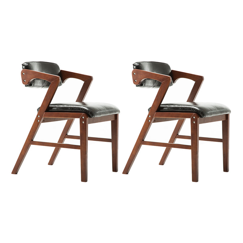 PU Leather Upholstered Dining Armchair Open Back Arm Chair with Wood Legs Black 2 Piece Set Walnut Clearhalo ' kitchen&dining_furn' 'Dining Chairs' 'Dining Tables & Seating' 'dining_chair' 'furn' 'furn_dining_chair' 'Furniture' 'furniture_dining_chair' 'Kitchen & Dining Furniture' 'kitchen' 3724818