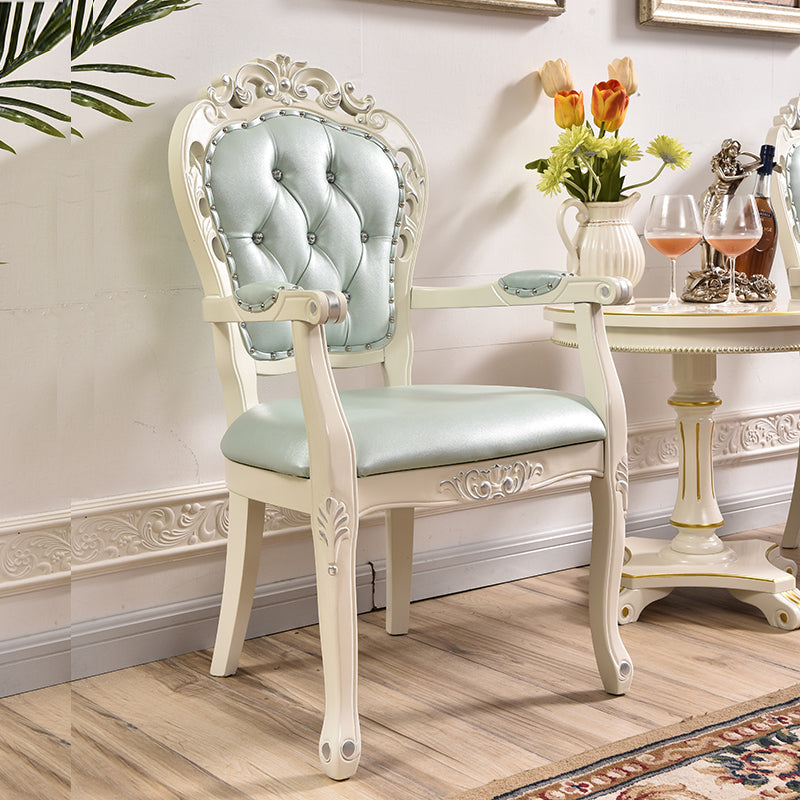 Victorian Style Solid Wood Dining Room Armchair King Louis Back Side Chair for Home Use Blue 1 Piece Clearhalo ' kitchen&dining_furn' 'Dining Chairs' 'Dining Tables & Seating' 'dining_chair' 'furn' 'furn_dining_chair' 'Furniture' 'furniture_dining_chair' 'Kitchen & Dining Furniture' 'kitchen' 3724826