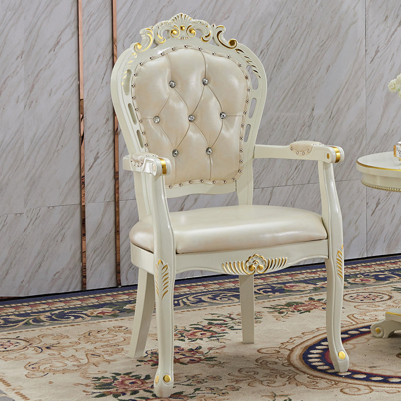 Victorian Style Solid Wood Dining Room Armchair King Louis Back Side Chair for Home Use Beige 1 Piece Clearhalo ' kitchen&dining_furn' 'Dining Chairs' 'Dining Tables & Seating' 'dining_chair' 'furn' 'furn_dining_chair' 'Furniture' 'furniture_dining_chair' 'Kitchen & Dining Furniture' 'kitchen' 3724833
