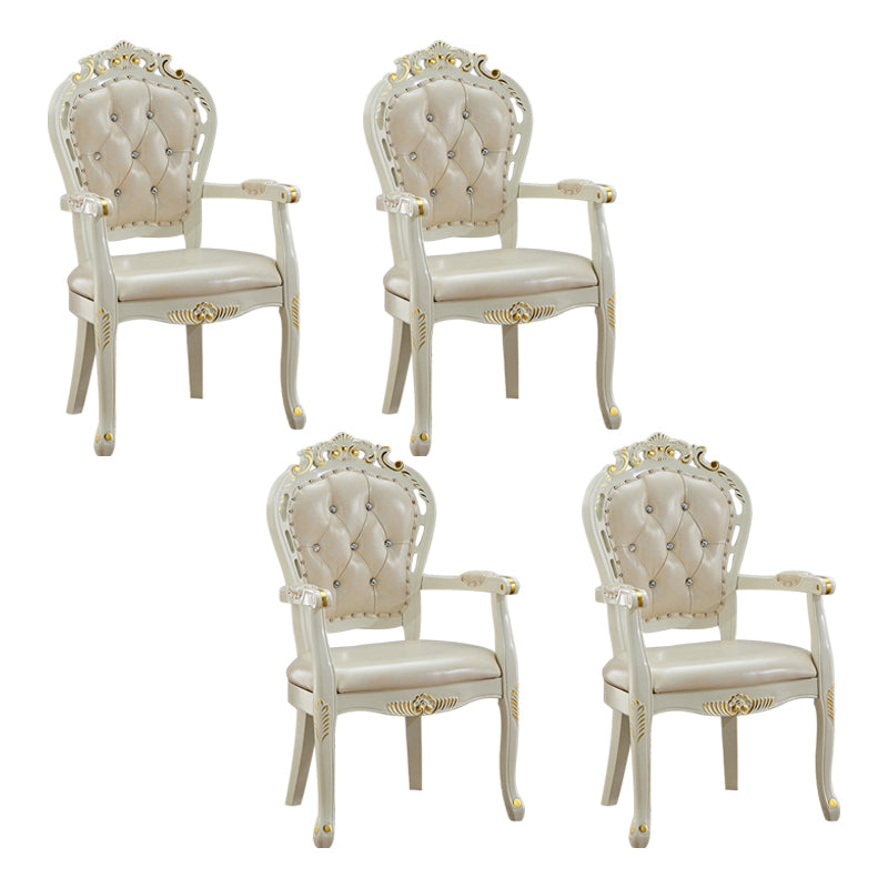 Victorian Style Solid Wood Dining Room Armchair King Louis Back Side Chair for Home Use Beige 4 Piece Set Clearhalo ' kitchen&dining_furn' 'Dining Chairs' 'Dining Tables & Seating' 'dining_chair' 'furn' 'furn_dining_chair' 'Furniture' 'furniture_dining_chair' 'Kitchen & Dining Furniture' 'kitchen' 3724836