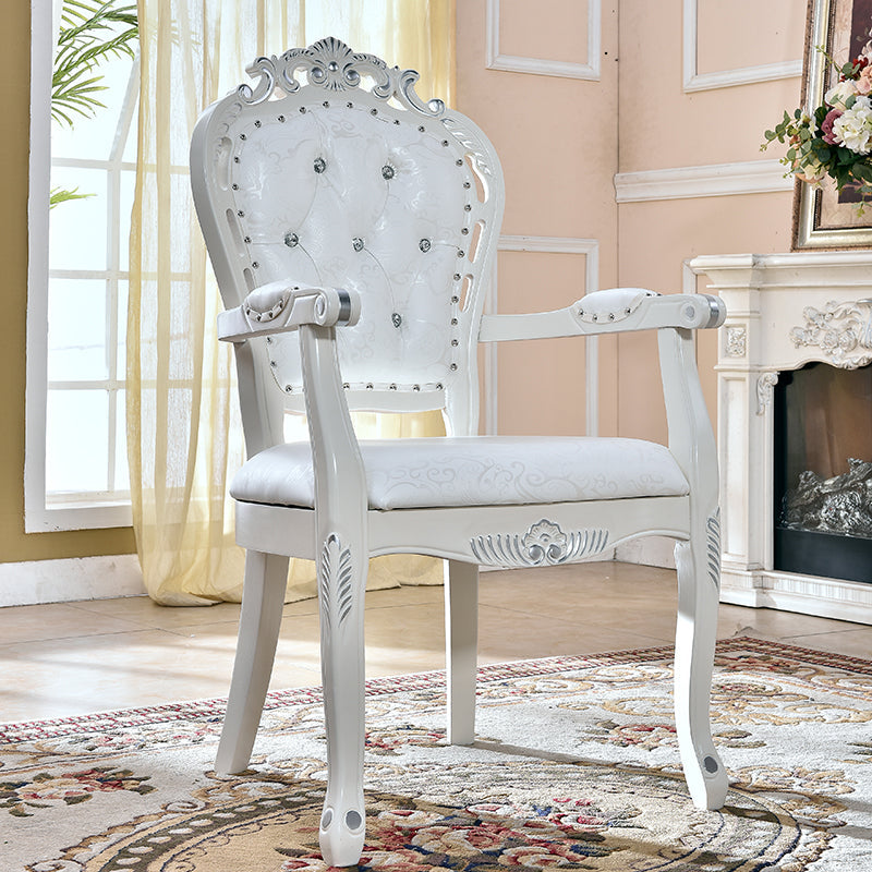 Victorian Style Solid Wood Dining Room Armchair King Louis Back Side Chair for Home Use White 1 Piece Clearhalo ' kitchen&dining_furn' 'Dining Chairs' 'Dining Tables & Seating' 'dining_chair' 'furn' 'furn_dining_chair' 'Furniture' 'furniture_dining_chair' 'Kitchen & Dining Furniture' 'kitchen' 3724839