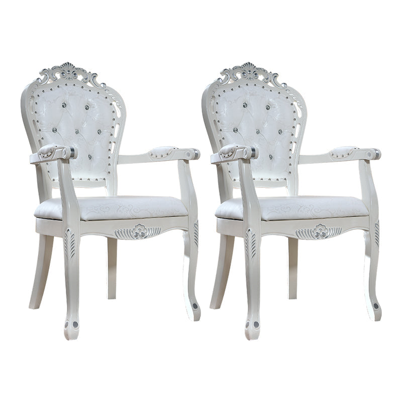 Victorian Style Solid Wood Dining Room Armchair King Louis Back Side Chair for Home Use White 2 Piece Set Clearhalo ' kitchen&dining_furn' 'Dining Chairs' 'Dining Tables & Seating' 'dining_chair' 'furn' 'furn_dining_chair' 'Furniture' 'furniture_dining_chair' 'Kitchen & Dining Furniture' 'kitchen' 3724841