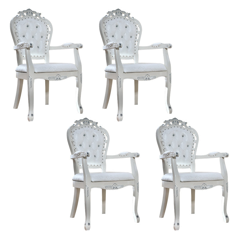 Victorian Style Solid Wood Dining Room Armchair King Louis Back Side Chair for Home Use White 4 Piece Set Clearhalo ' kitchen&dining_furn' 'Dining Chairs' 'Dining Tables & Seating' 'dining_chair' 'furn' 'furn_dining_chair' 'Furniture' 'furniture_dining_chair' 'Kitchen & Dining Furniture' 'kitchen' 3724842