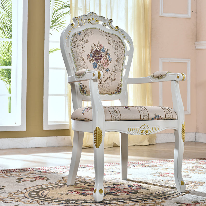 Victorian Style Solid Wood Dining Room Armchair King Louis Back Side Chair for Home Use Yellow 1 Piece Clearhalo ' kitchen&dining_furn' 'Dining Chairs' 'Dining Tables & Seating' 'dining_chair' 'furn' 'furn_dining_chair' 'Furniture' 'furniture_dining_chair' 'Kitchen & Dining Furniture' 'kitchen' 3724843