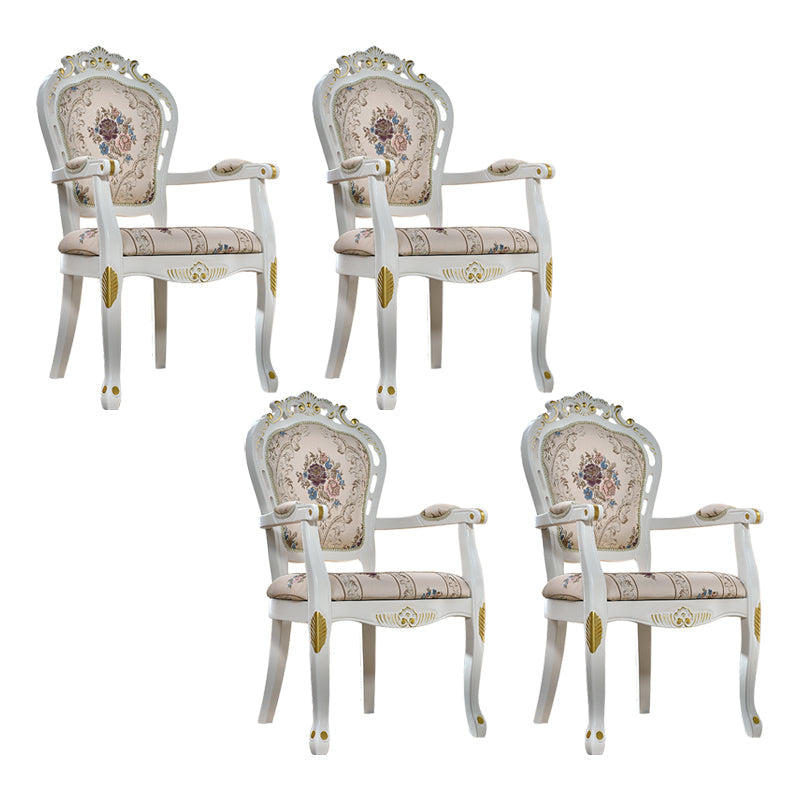 Victorian Style Solid Wood Dining Room Armchair King Louis Back Side Chair for Home Use Yellow 4 Piece Set Clearhalo ' kitchen&dining_furn' 'Dining Chairs' 'Dining Tables & Seating' 'dining_chair' 'furn' 'furn_dining_chair' 'Furniture' 'furniture_dining_chair' 'Kitchen & Dining Furniture' 'kitchen' 3724845