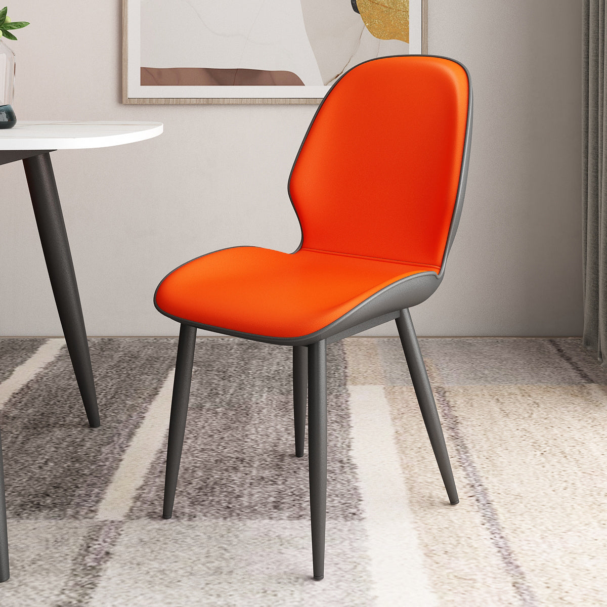 Upholstered Contemporary Restaurant Side Chair Parsons Matte Finish Dining Chair Orange 1 Piece Clearhalo ' kitchen&dining_furn' 'Dining Chairs' 'Dining Tables & Seating' 'dining_chair' 'furn' 'furn_dining_chair' 'Furniture' 'furniture_dining_chair' 'Kitchen & Dining Furniture' 'kitchen' 3724875