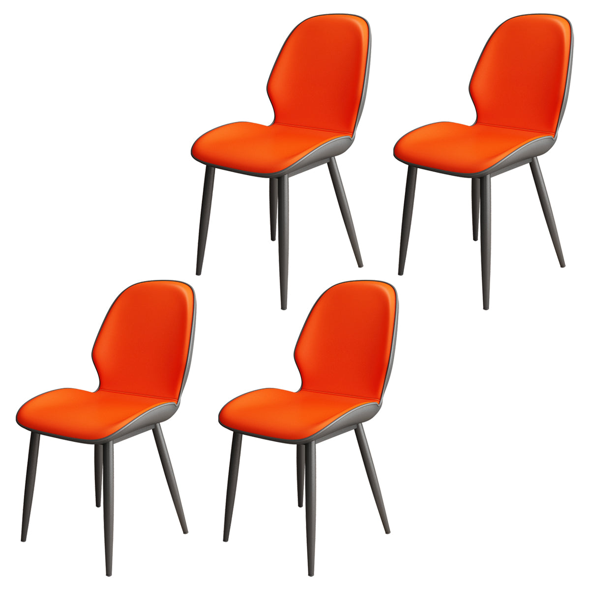 Upholstered Contemporary Restaurant Side Chair Parsons Matte Finish Dining Chair Orange 4 Piece Set Clearhalo ' kitchen&dining_furn' 'Dining Chairs' 'Dining Tables & Seating' 'dining_chair' 'furn' 'furn_dining_chair' 'Furniture' 'furniture_dining_chair' 'Kitchen & Dining Furniture' 'kitchen' 3724877