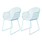 Contemporary Style Metal Dining Room Chair Windsor Back Arm Chair for Kitchen Sky Blue 2 Piece Set Clearhalo ' kitchen&dining_furn' 'Dining Chairs' 'Dining Tables & Seating' 'dining_chair' 'furn' 'furn_dining_chair' 'Furniture' 'furniture_dining_chair' 'Kitchen & Dining Furniture' 'kitchen' 3724893