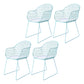 Contemporary Style Metal Dining Room Chair Windsor Back Arm Chair for Kitchen Sky Blue 4 Piece Set Clearhalo ' kitchen&dining_furn' 'Dining Chairs' 'Dining Tables & Seating' 'dining_chair' 'furn' 'furn_dining_chair' 'Furniture' 'furniture_dining_chair' 'Kitchen & Dining Furniture' 'kitchen' 3724895