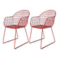 Contemporary Style Metal Dining Room Chair Windsor Back Arm Chair for Kitchen Red 2 Piece Set Clearhalo ' kitchen&dining_furn' 'Dining Chairs' 'Dining Tables & Seating' 'dining_chair' 'furn' 'furn_dining_chair' 'Furniture' 'furniture_dining_chair' 'Kitchen & Dining Furniture' 'kitchen' 3724898