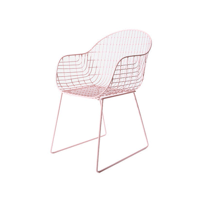 Contemporary Style Metal Dining Room Chair Windsor Back Arm Chair for Kitchen Pink 1 Piece Clearhalo ' kitchen&dining_furn' 'Dining Chairs' 'Dining Tables & Seating' 'dining_chair' 'furn' 'furn_dining_chair' 'Furniture' 'furniture_dining_chair' 'Kitchen & Dining Furniture' 'kitchen' 3724902
