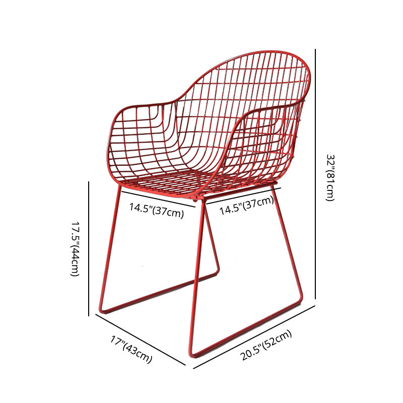 Contemporary Style Metal Dining Room Chair Windsor Back Arm Chair for Kitchen Clearhalo ' kitchen&dining_furn' 'Dining Chairs' 'Dining Tables & Seating' 'dining_chair' 'furn' 'furn_dining_chair' 'Furniture' 'furniture_dining_chair' 'Kitchen & Dining Furniture' 'kitchen' 3724903