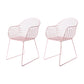 Contemporary Style Metal Dining Room Chair Windsor Back Arm Chair for Kitchen Pink 2 Piece Set Clearhalo ' kitchen&dining_furn' 'Dining Chairs' 'Dining Tables & Seating' 'dining_chair' 'furn' 'furn_dining_chair' 'Furniture' 'furniture_dining_chair' 'Kitchen & Dining Furniture' 'kitchen' 3724904