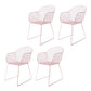 Contemporary Style Metal Dining Room Chair Windsor Back Arm Chair for Kitchen Pink 4 Piece Set Clearhalo ' kitchen&dining_furn' 'Dining Chairs' 'Dining Tables & Seating' 'dining_chair' 'furn' 'furn_dining_chair' 'Furniture' 'furniture_dining_chair' 'Kitchen & Dining Furniture' 'kitchen' 3724905