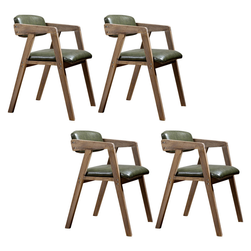 PU Leather Upholstered Dining Arm Chair Open Back Armchair with Wood Legs Blackish Green 4 Piece Set Natural Wood Clearhalo ' kitchen&dining_furn' 'Dining Chairs' 'Dining Tables & Seating' 'dining_chair' 'furn' 'furn_dining_chair' 'Furniture' 'furniture_dining_chair' 'Kitchen & Dining Furniture' 'kitchen' 3724908