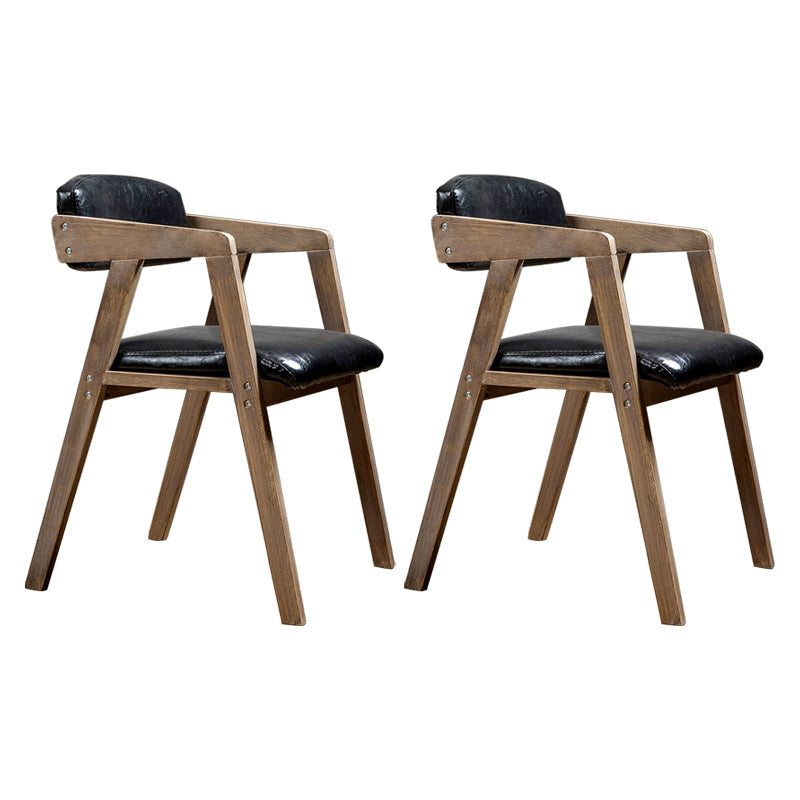 PU Leather Upholstered Dining Arm Chair Open Back Armchair with Wood Legs Black 2 Piece Set Natural Wood Clearhalo ' kitchen&dining_furn' 'Dining Chairs' 'Dining Tables & Seating' 'dining_chair' 'furn' 'furn_dining_chair' 'Furniture' 'furniture_dining_chair' 'Kitchen & Dining Furniture' 'kitchen' 3724910