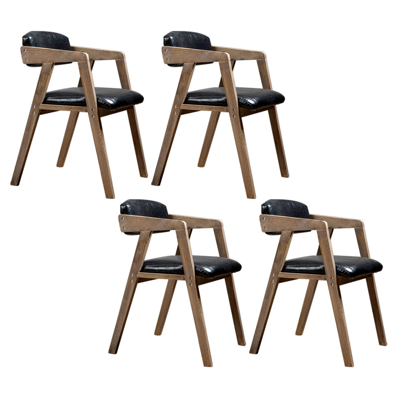 PU Leather Upholstered Dining Arm Chair Open Back Armchair with Wood Legs Black 4 Piece Set Natural Wood Clearhalo ' kitchen&dining_furn' 'Dining Chairs' 'Dining Tables & Seating' 'dining_chair' 'furn' 'furn_dining_chair' 'Furniture' 'furniture_dining_chair' 'Kitchen & Dining Furniture' 'kitchen' 3724912