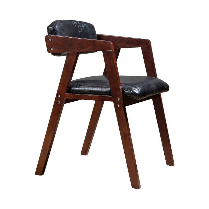 PU Leather Upholstered Dining Arm Chair Open Back Armchair with Wood Legs Clearhalo ' kitchen&dining_furn' 'Dining Chairs' 'Dining Tables & Seating' 'dining_chair' 'furn' 'furn_dining_chair' 'Furniture' 'furniture_dining_chair' 'Kitchen & Dining Furniture' 'kitchen' 3724914