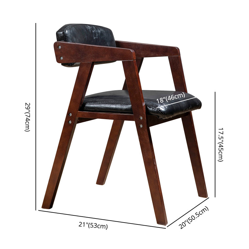 PU Leather Upholstered Dining Arm Chair Open Back Armchair with Wood Legs Clearhalo ' kitchen&dining_furn' 'Dining Chairs' 'Dining Tables & Seating' 'dining_chair' 'furn' 'furn_dining_chair' 'Furniture' 'furniture_dining_chair' 'Kitchen & Dining Furniture' 'kitchen' 3724918