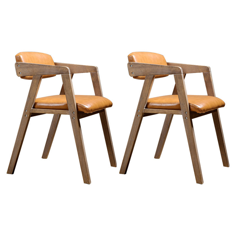 PU Leather Upholstered Dining Arm Chair Open Back Armchair with Wood Legs Yellow-Brown 2 Piece Set Natural Wood Clearhalo ' kitchen&dining_furn' 'Dining Chairs' 'Dining Tables & Seating' 'dining_chair' 'furn' 'furn_dining_chair' 'Furniture' 'furniture_dining_chair' 'Kitchen & Dining Furniture' 'kitchen' 3724920