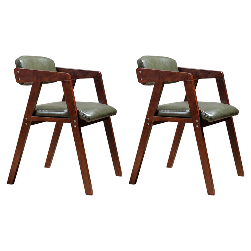 PU Leather Upholstered Dining Arm Chair Open Back Armchair with Wood Legs Blackish Green Walnut Clearhalo ' kitchen&dining_furn' 'Dining Chairs' 'Dining Tables & Seating' 'dining_chair' 'furn' 'furn_dining_chair' 'Furniture' 'furniture_dining_chair' 'Kitchen & Dining Furniture' 'kitchen' 3724928