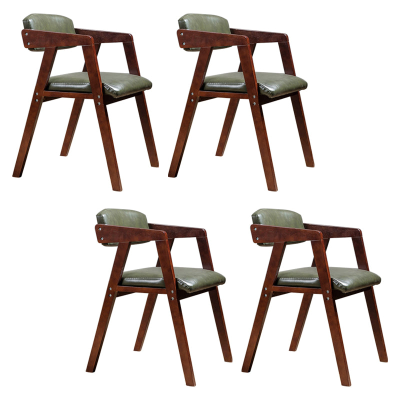 PU Leather Upholstered Dining Arm Chair Open Back Armchair with Wood Legs Blackish Green 4 Piece Set Walnut Clearhalo ' kitchen&dining_furn' 'Dining Chairs' 'Dining Tables & Seating' 'dining_chair' 'furn' 'furn_dining_chair' 'Furniture' 'furniture_dining_chair' 'Kitchen & Dining Furniture' 'kitchen' 3724929