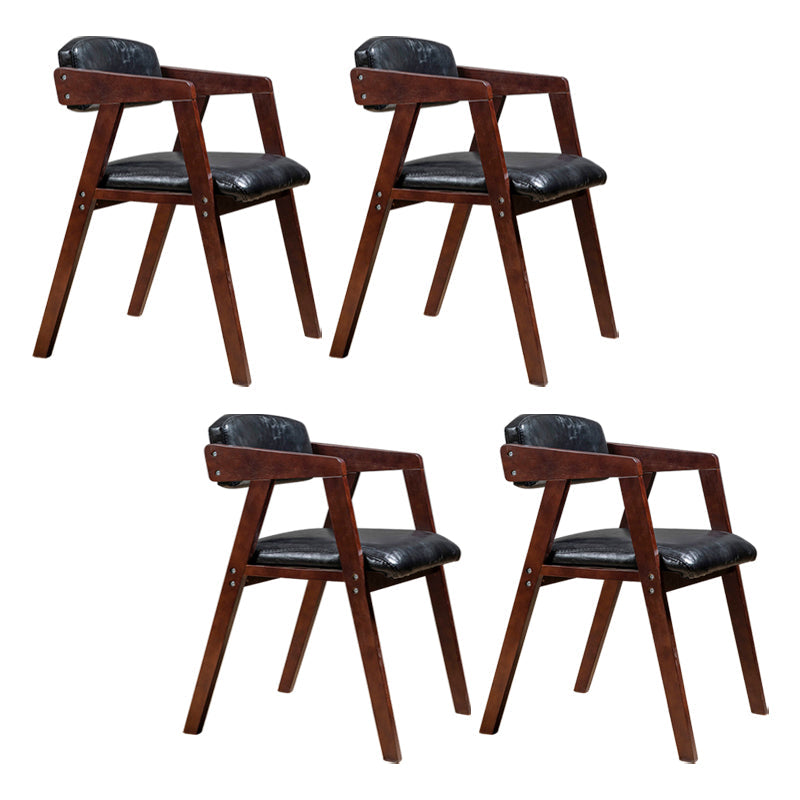 PU Leather Upholstered Dining Arm Chair Open Back Armchair with Wood Legs Black 4 Piece Set Walnut Clearhalo ' kitchen&dining_furn' 'Dining Chairs' 'Dining Tables & Seating' 'dining_chair' 'furn' 'furn_dining_chair' 'Furniture' 'furniture_dining_chair' 'Kitchen & Dining Furniture' 'kitchen' 3724932