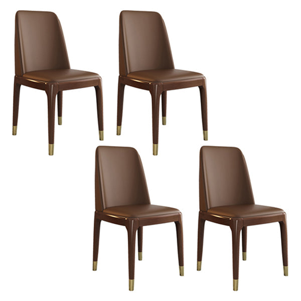 Glam Style Rubberwood Chair Solid Back Side Kitchen Dining Room Chairs Coffee 4 Piece Set Walnut Clearhalo ' kitchen&dining_furn' 'Dining Chairs' 'Dining Tables & Seating' 'dining_chair' 'furn' 'furn_dining_chair' 'Furniture' 'furniture_dining_chair' 'Kitchen & Dining Furniture' 'kitchen' 3724938