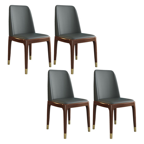 Glam Style Rubberwood Chair Solid Back Side Kitchen Dining Room Chairs Dark Gray 4 Piece Set Walnut Clearhalo ' kitchen&dining_furn' 'Dining Chairs' 'Dining Tables & Seating' 'dining_chair' 'furn' 'furn_dining_chair' 'Furniture' 'furniture_dining_chair' 'Kitchen & Dining Furniture' 'kitchen' 3724944