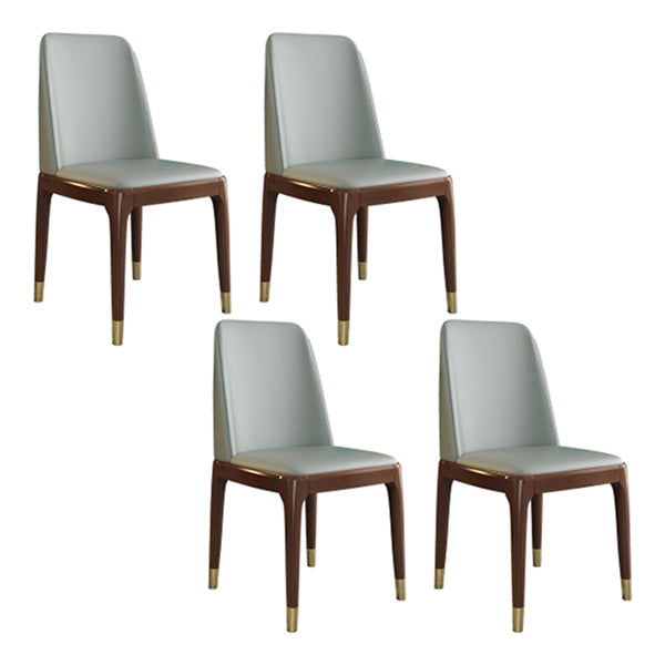 Glam Style Rubberwood Chair Solid Back Side Kitchen Dining Room Chairs Light Gray 4 Piece Set Walnut Clearhalo ' kitchen&dining_furn' 'Dining Chairs' 'Dining Tables & Seating' 'dining_chair' 'furn' 'furn_dining_chair' 'Furniture' 'furniture_dining_chair' 'Kitchen & Dining Furniture' 'kitchen' 3724950