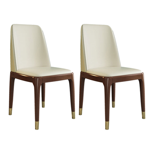 Glam Style Rubberwood Chair Solid Back Side Kitchen Dining Room Chairs Off-White 2 Piece Set Walnut Clearhalo ' kitchen&dining_furn' 'Dining Chairs' 'Dining Tables & Seating' 'dining_chair' 'furn' 'furn_dining_chair' 'Furniture' 'furniture_dining_chair' 'Kitchen & Dining Furniture' 'kitchen' 3724954